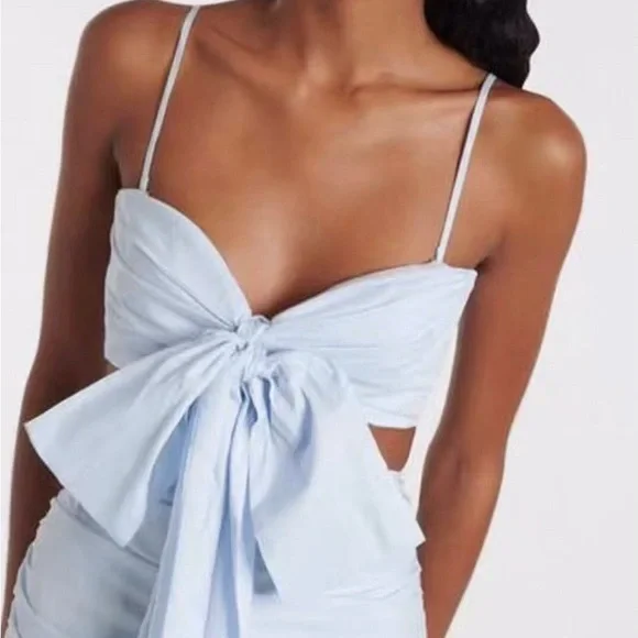 Zimmermann Bow Detail Mini Dress Blue Cutout Chic - Picture 2 of 11